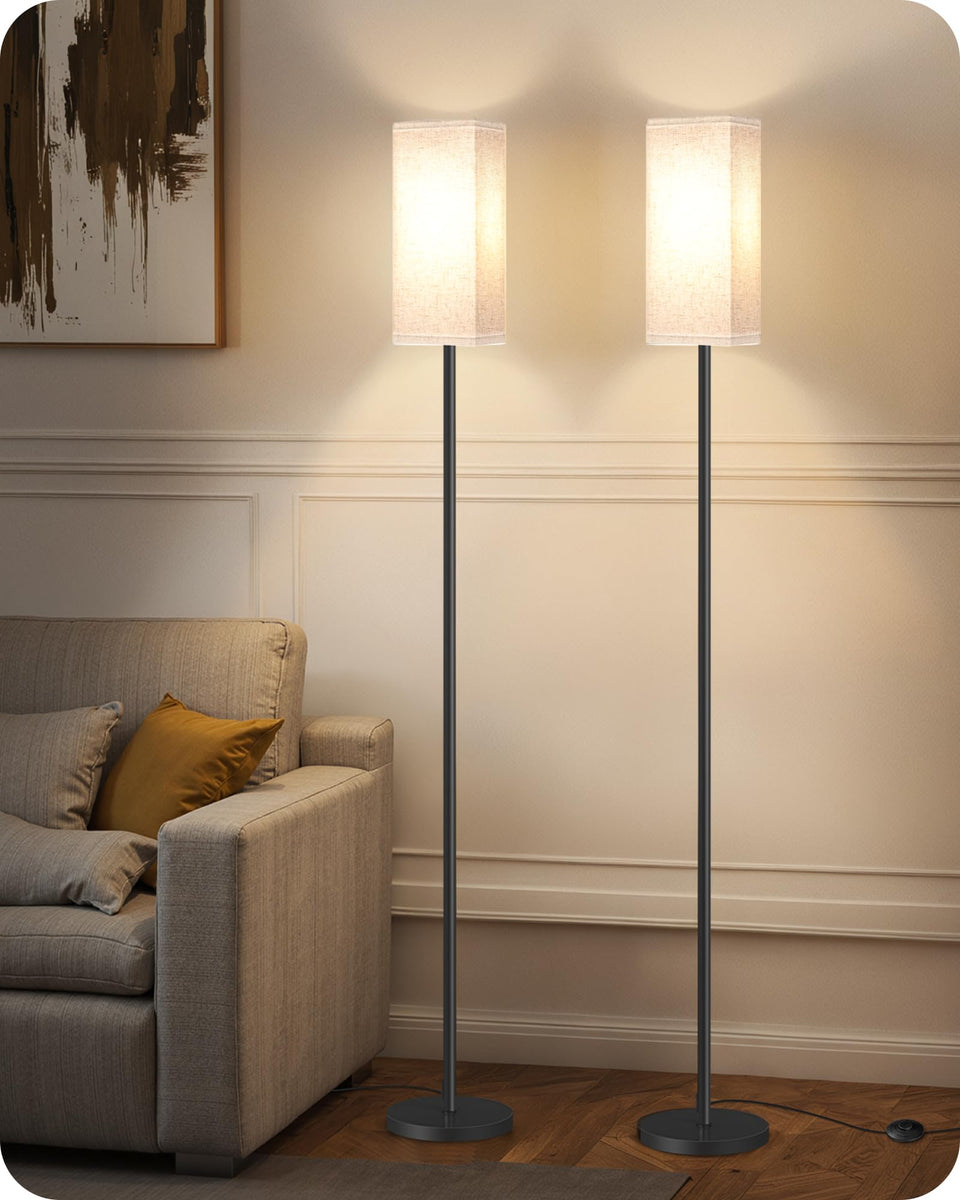 Goebleson floor lamp with a stable base for steady living room lighting