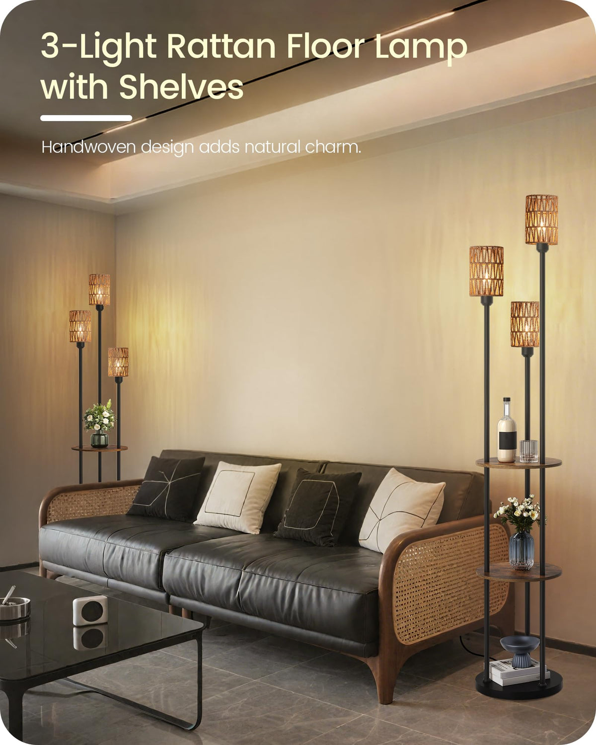 GOEBLESON dual-layer shelves offer display and storage for plants or books