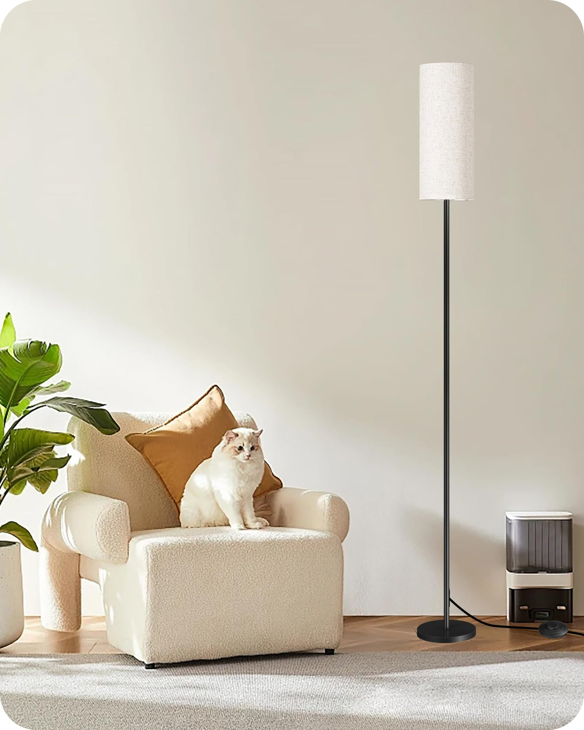 Goebleson floor lamp with E26 base compatibility up to 60W for customizable bulbs.