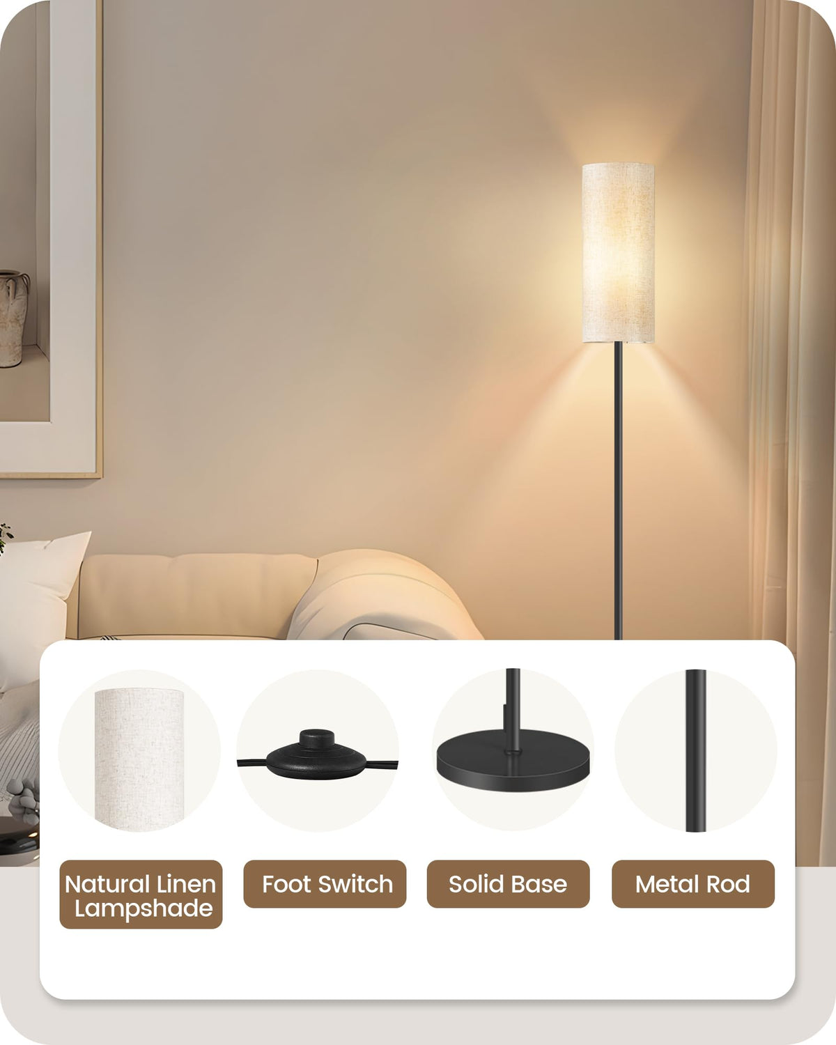 Goebleson quick-install floor lamp with clear instructions and hardware.