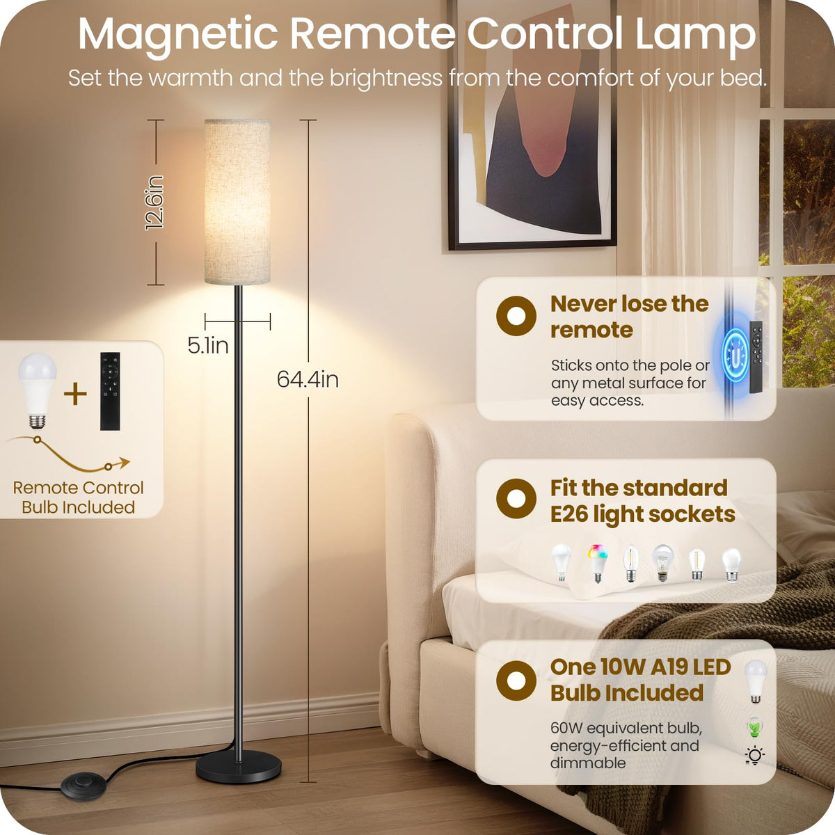 GOEBLESON floor lamp foot switch for quick on/off