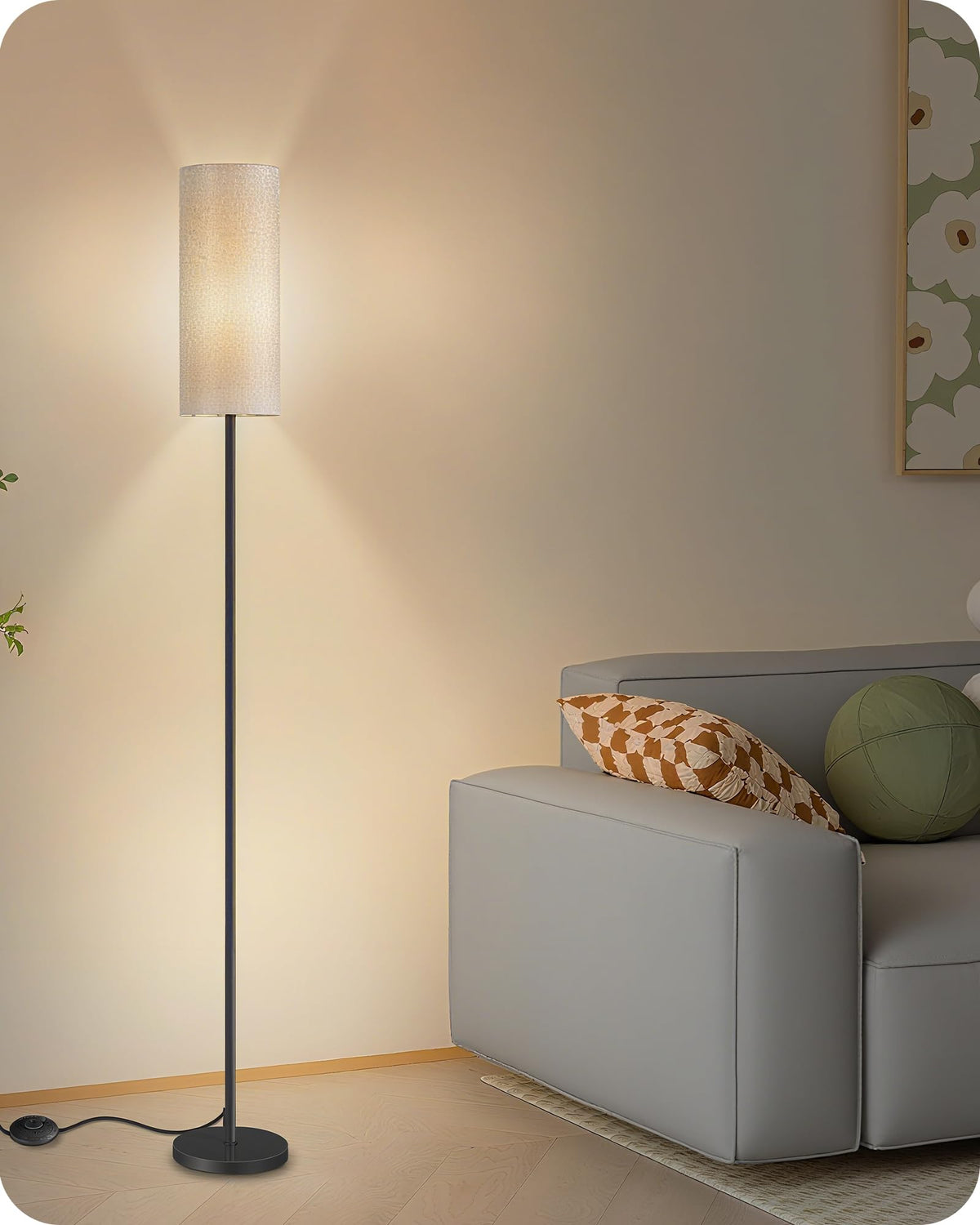Goebleson minimalist-design floor lamp blends with decor while providing versatile lighting.