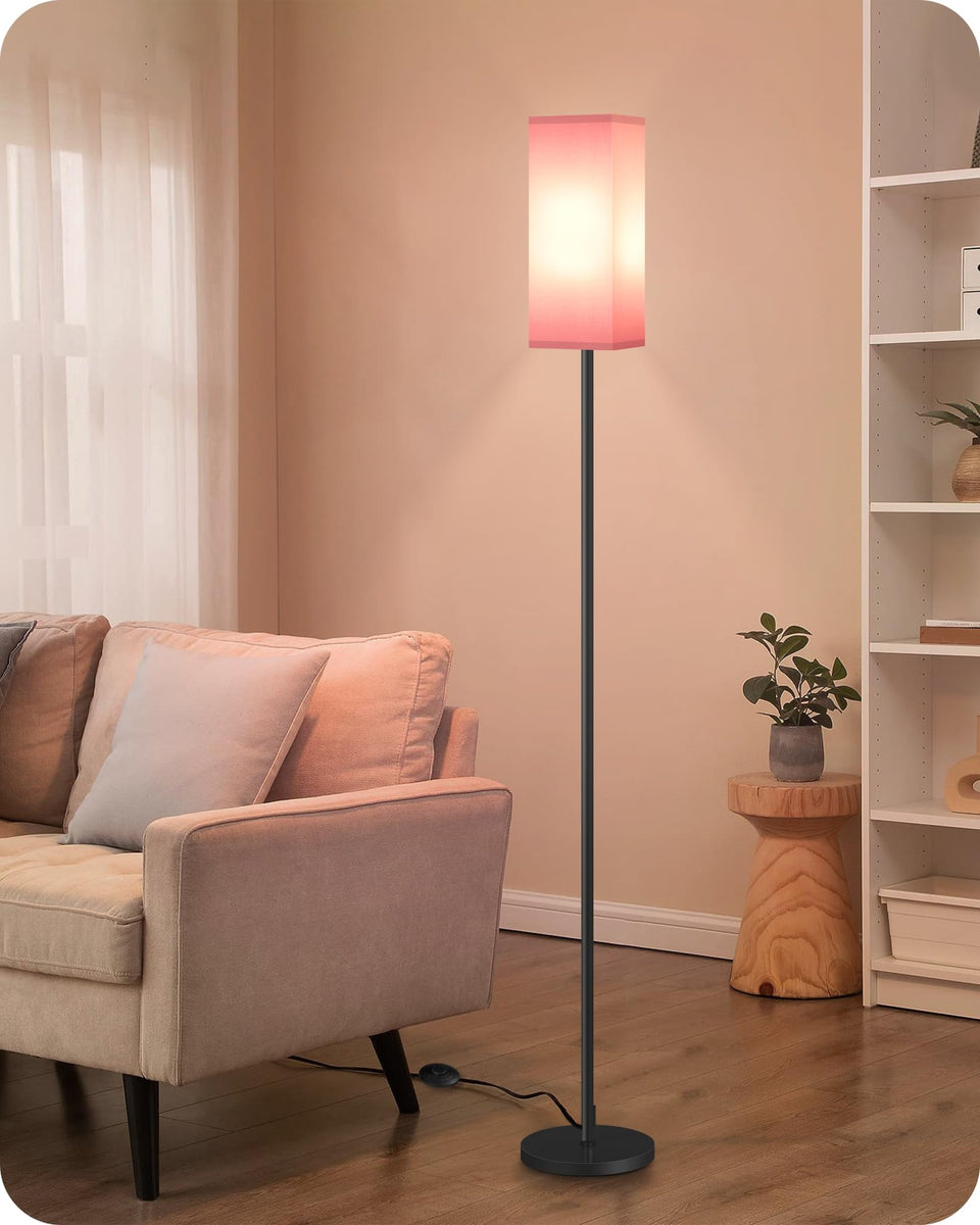 GOEBLESON floor lamp pink shade closeup for warm ambiance