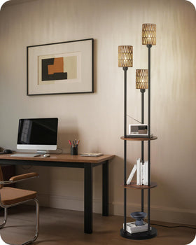 GOEBLESON blends soft light with practical shelves for a cozy corner
