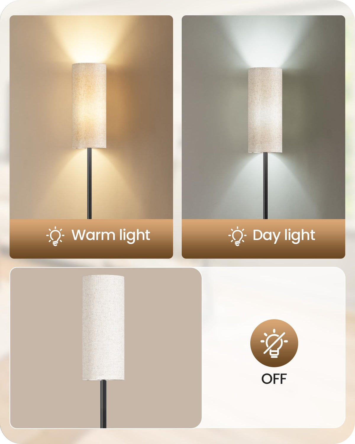 Goebleson sturdy-base floor lamp ensures stable standing on floors and carpets.