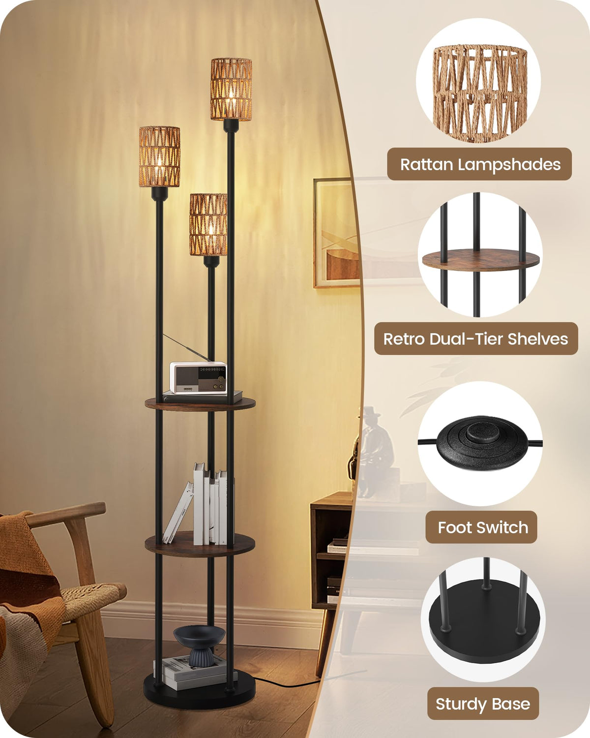 GOEBLESON sturdy metal base increases stability and style in a living room