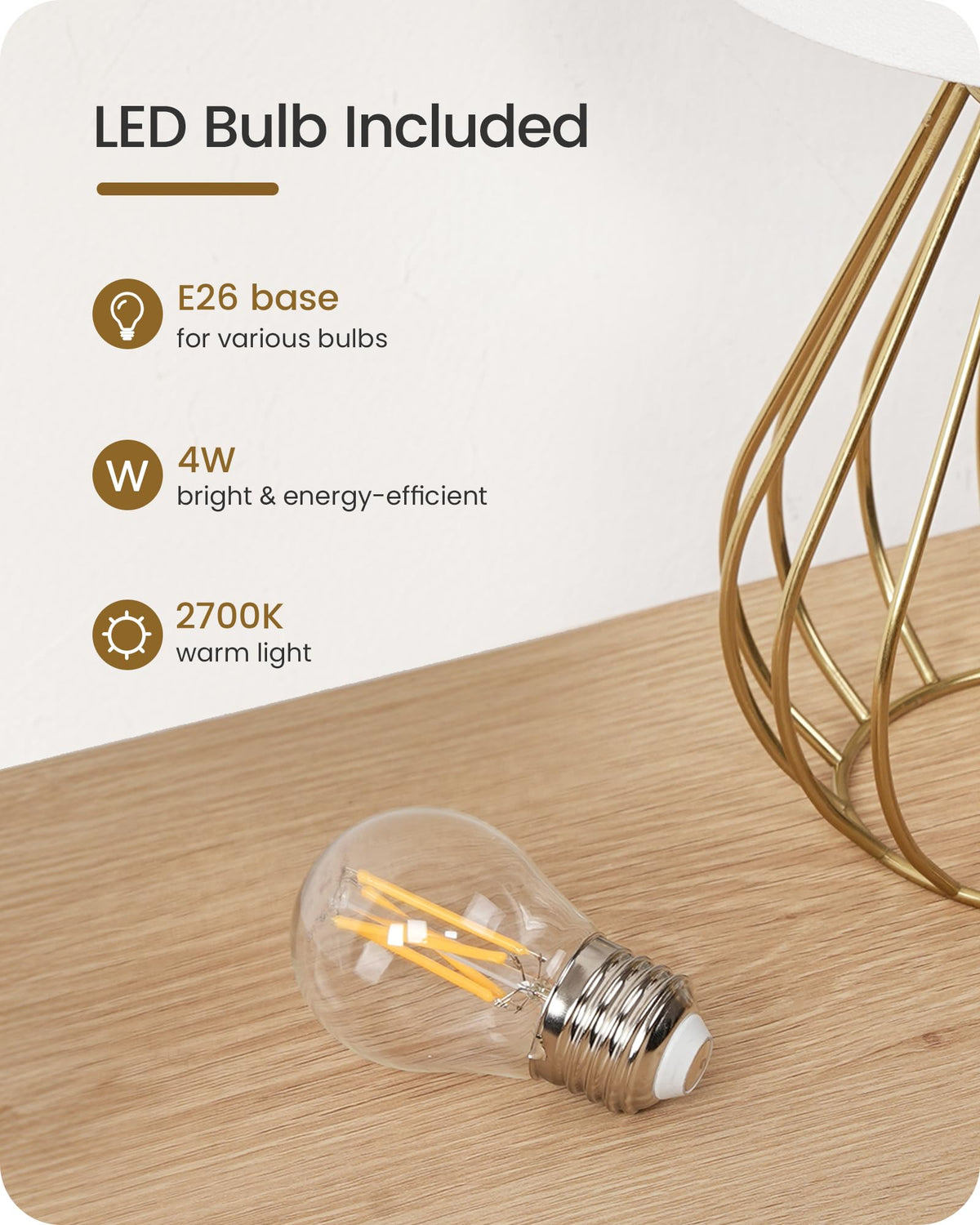 GOEBLESON Gold Table Lamp cage design emphasizes stability and finish