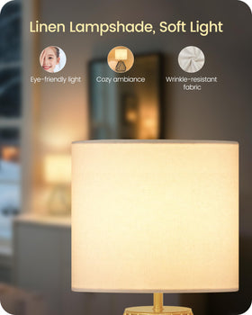 GOEBLESON Gold Table Lamp includes 2700K LED bulb for immediate warmth