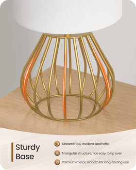 GOEBLESON Gold Table Lamp on nightstand for cozy reading light