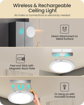 GOEBLESON motion sensor ceiling light activates automatically, ideal for closets and hallways.