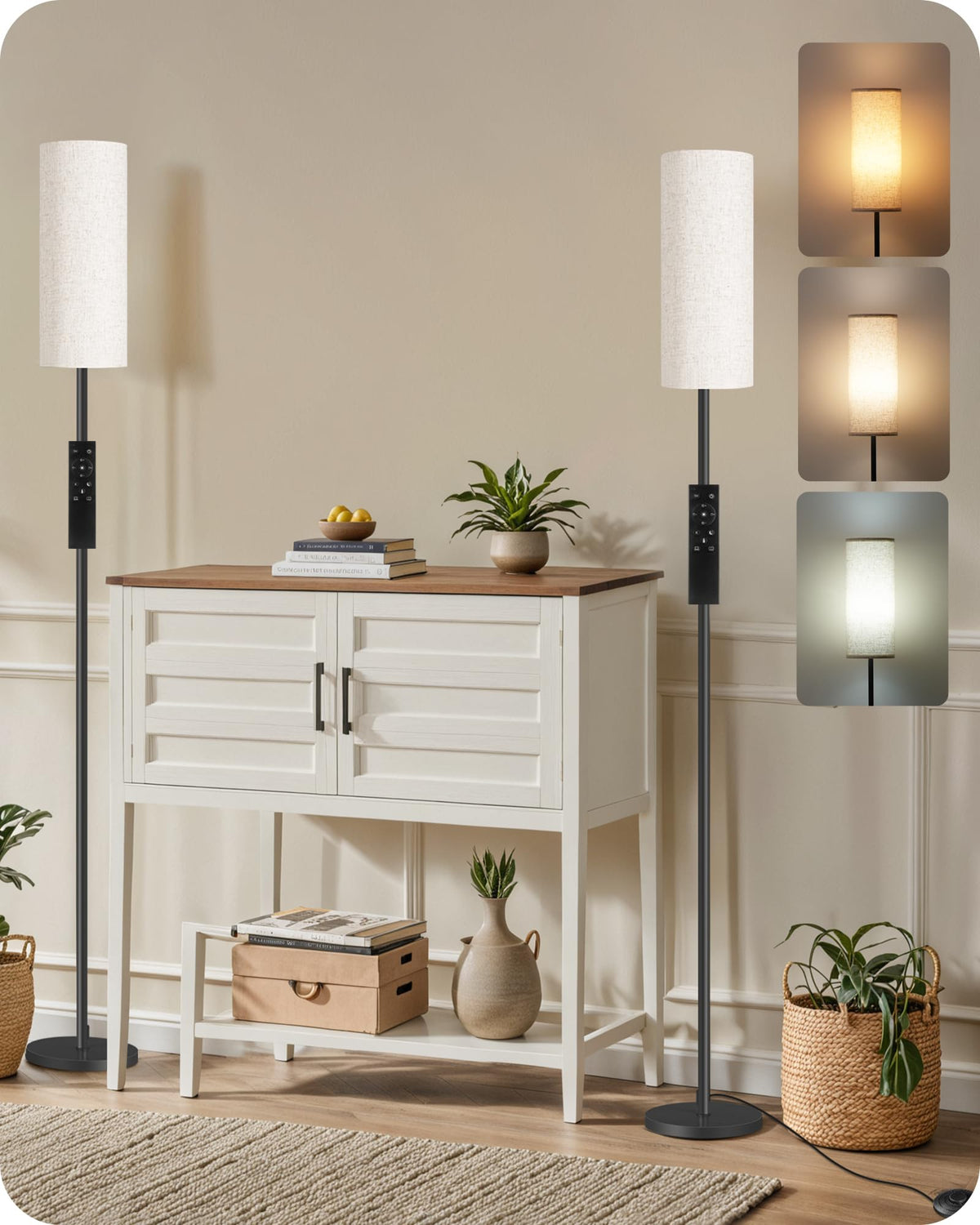 GOEBLESON set of 2 dimmable floor lamps in a living room for versatile evenings