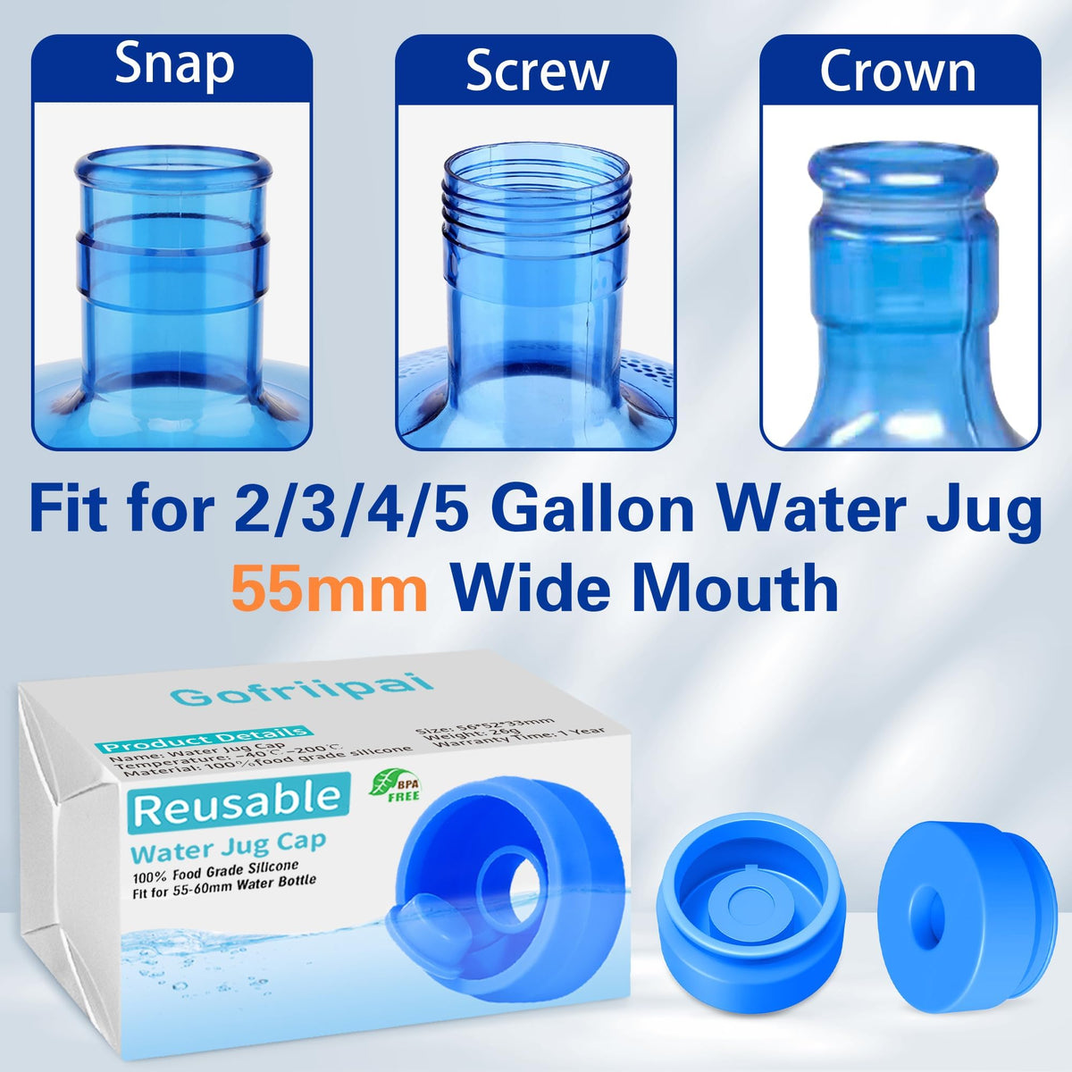 Gofriipai silicone cap with easy on-off design for refills