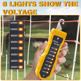 GOGONFLY eight LED indicators map fence voltage levels.