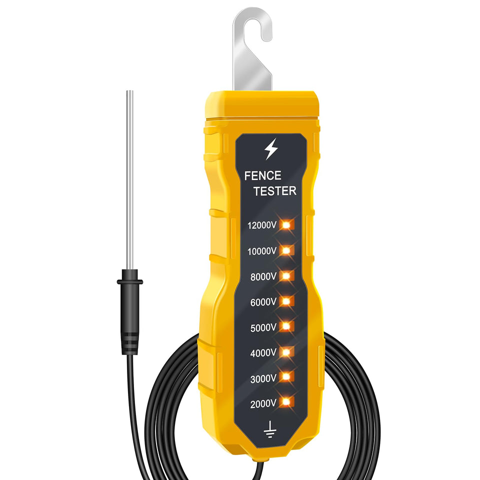 GOGONFLY Electric Fence Tester front view, compact field tool.
