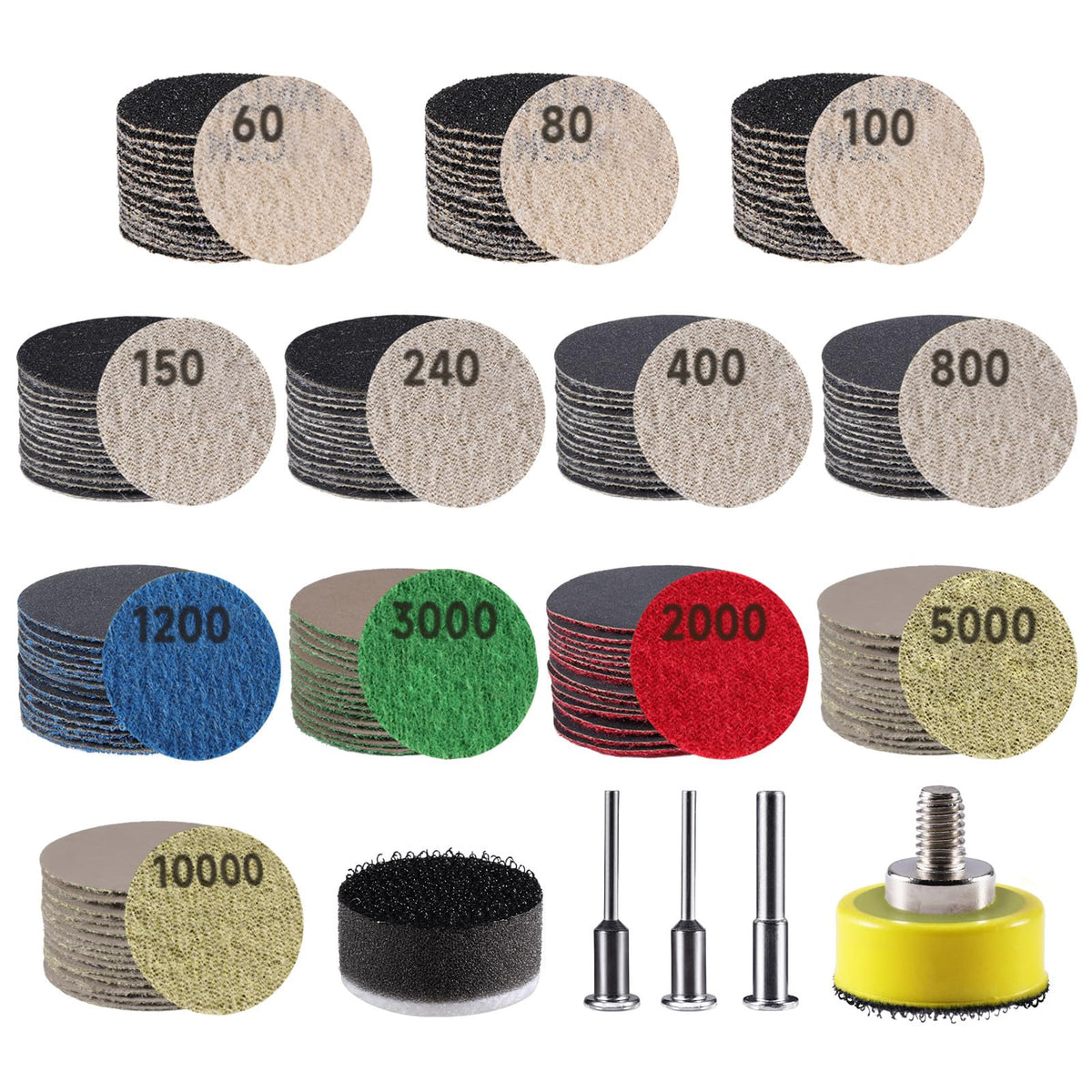 GOH DODD 185 pcs sanding discs set across grits for versatile projects