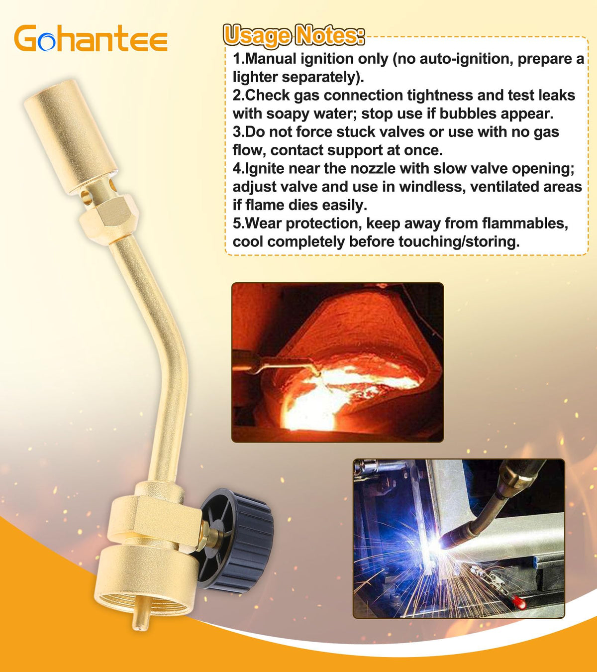 Gohantee torch with flame control valve for precise adjustment