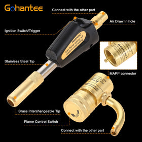 Gohantee turbo torch with self-ignition trigger for quick startup.