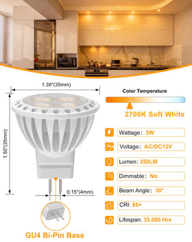 GOHDLAMP MR11 3W LED bulbs with GU4 base for easy upgrades