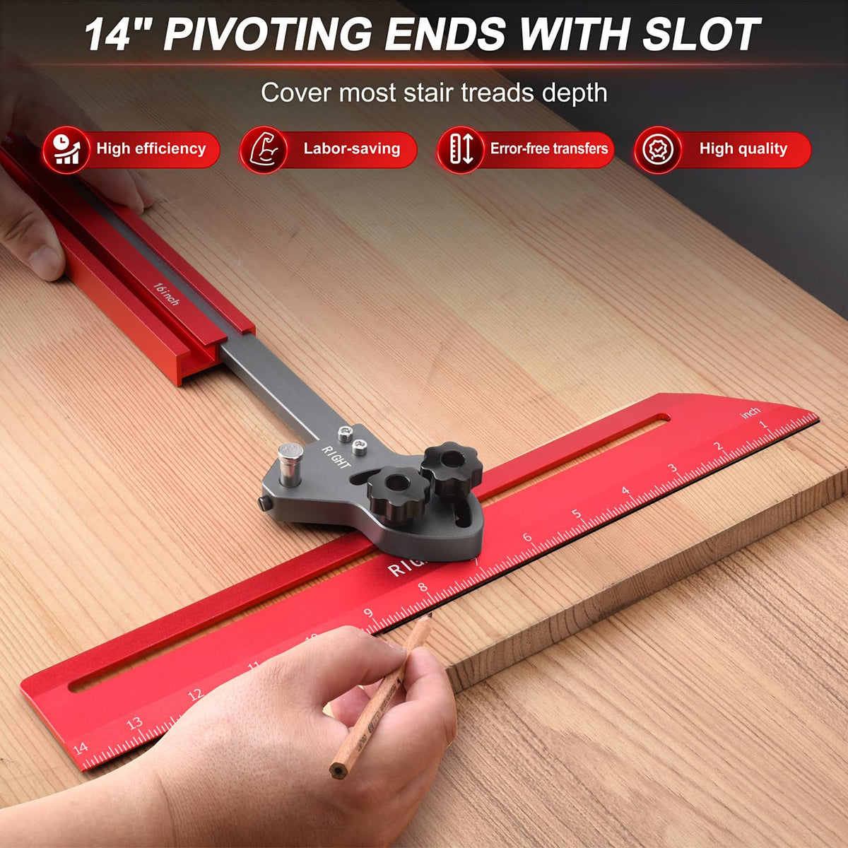Gohelper aluminum stair tread gauge resists wear on demanding job sites