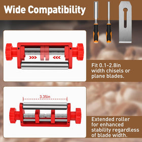Gohelper Chisel Sharpening Jig fixture in use showing precise blade-length positioning.