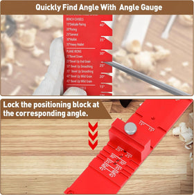 Gohelper Chisel Sharpening Jig dual-jaw clamp securing a blade during honing.