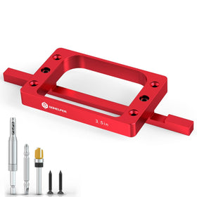 Gohelper 3-1-2in door hinge jig, front view for precise mortises