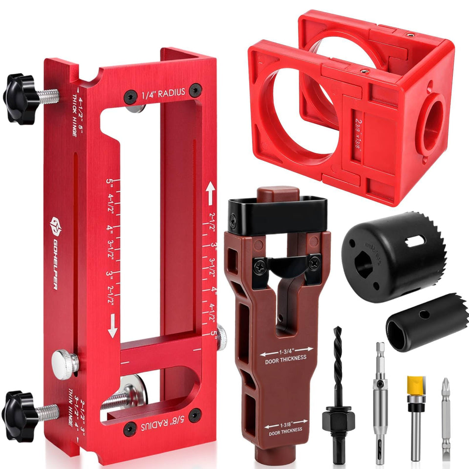 Gohelper door hinge jig with 6061 aluminum for precise mortises.