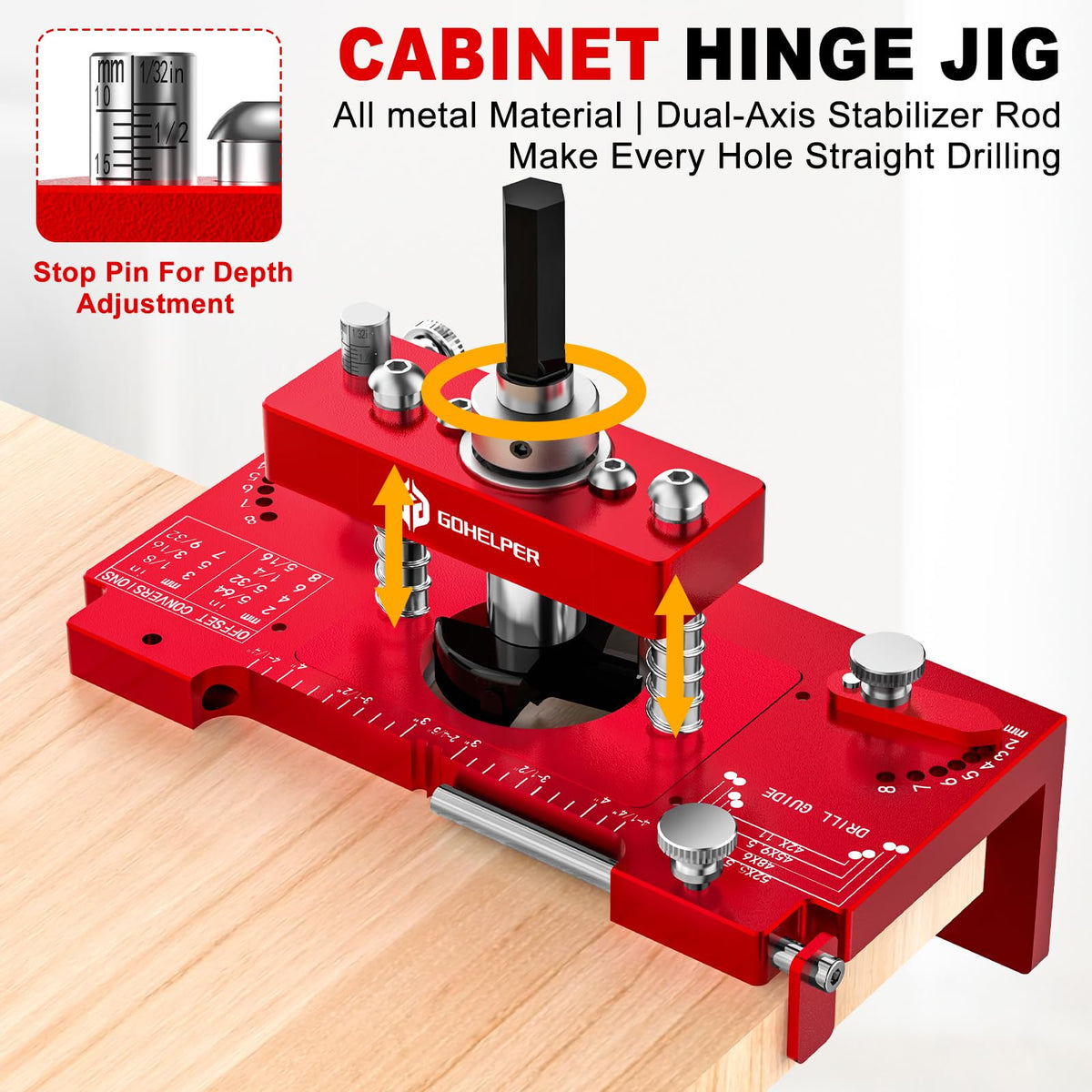 Gohelper jig offers 2–8mm hinge offset for flexible mounting.