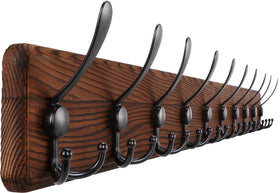 Gohiuo Rustic 38.6-inch coat rack wall mount full view shows spacious hanging space for entryways.