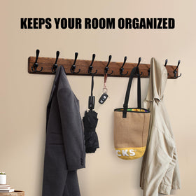 Gohiuo Rustic black metal triple-hooks detail emphasizes heavy-duty storage.