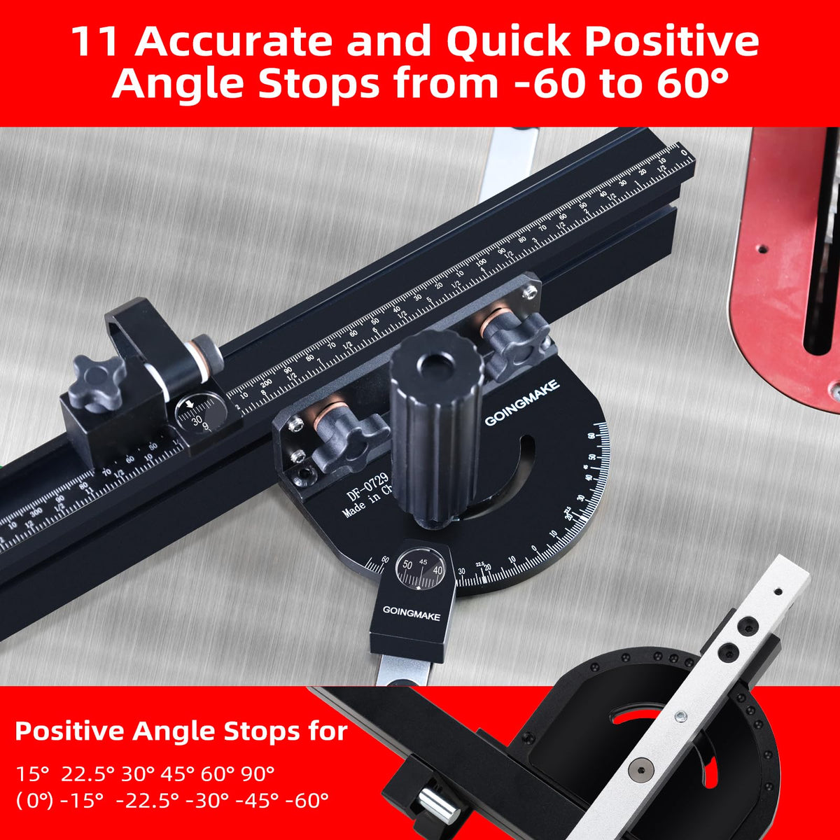 GOINGMAKE angle stops display for quick, repeatable settings