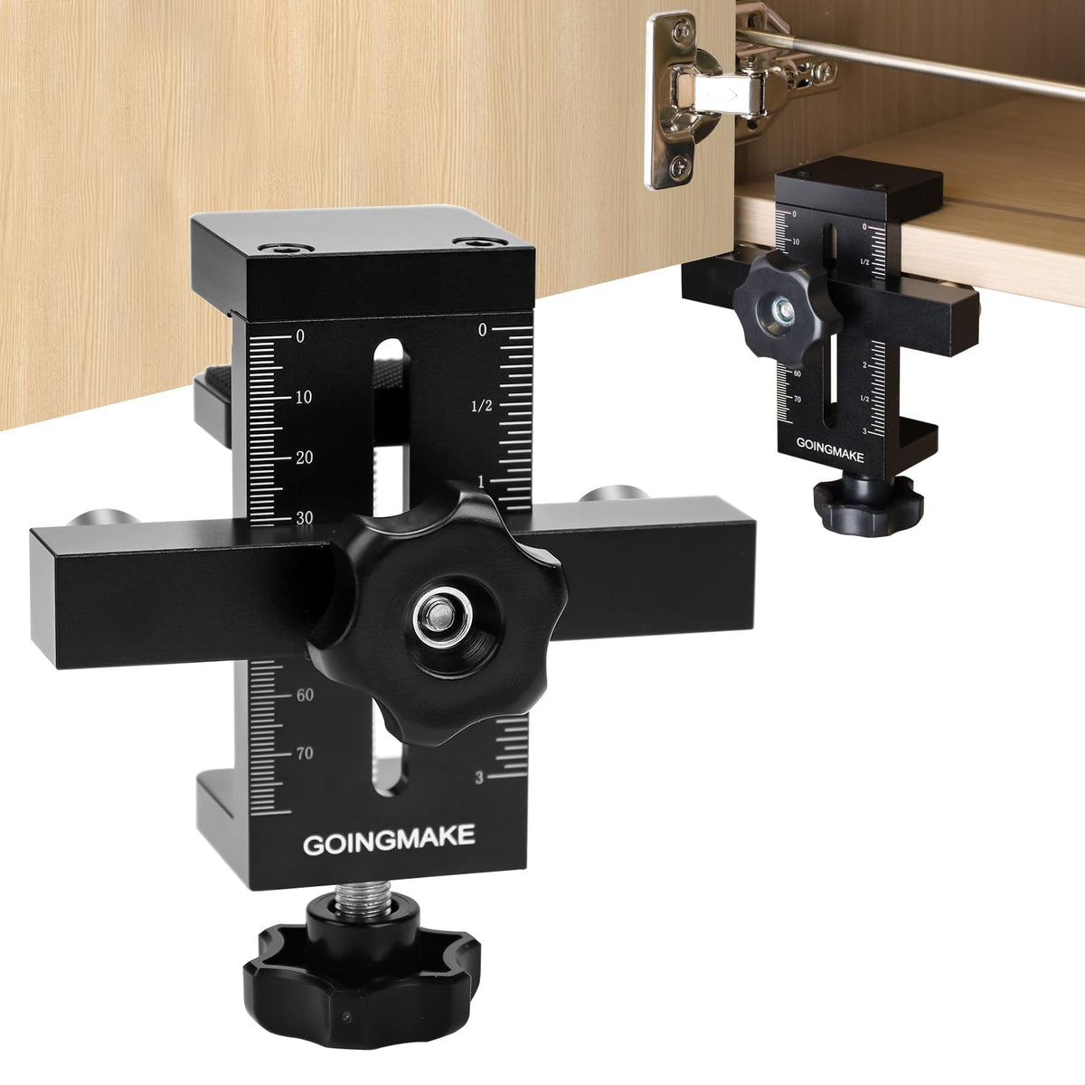 GoingMake cabinet door jig with quick edge positioner for precise door alignment.