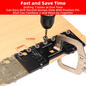 GOINGMAKE cabinet template setup supports 32mm and 1/4 inch hole sizing.