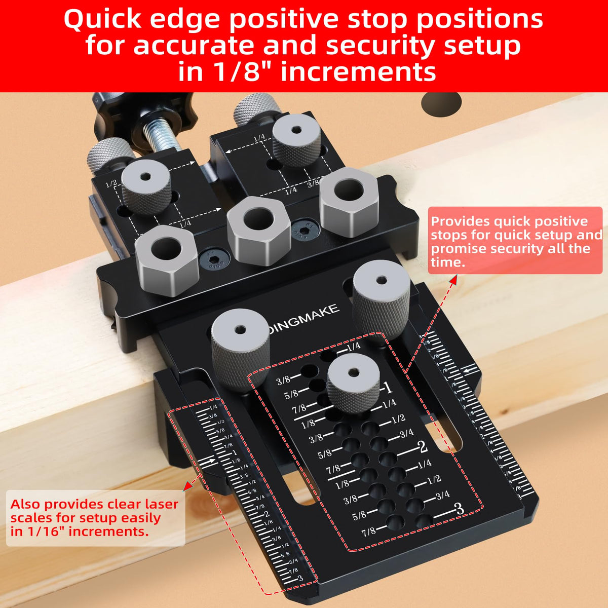 GOINGMAKE dowel jig kit extension rod simplifies spacing between holes