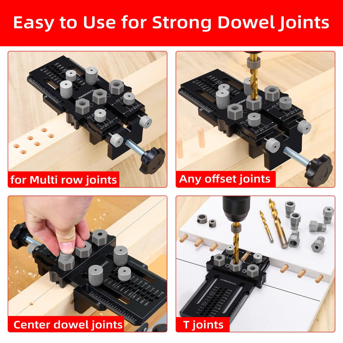 GOINGMAKE dowel jig kit ideal for cabinet and furniture joinery