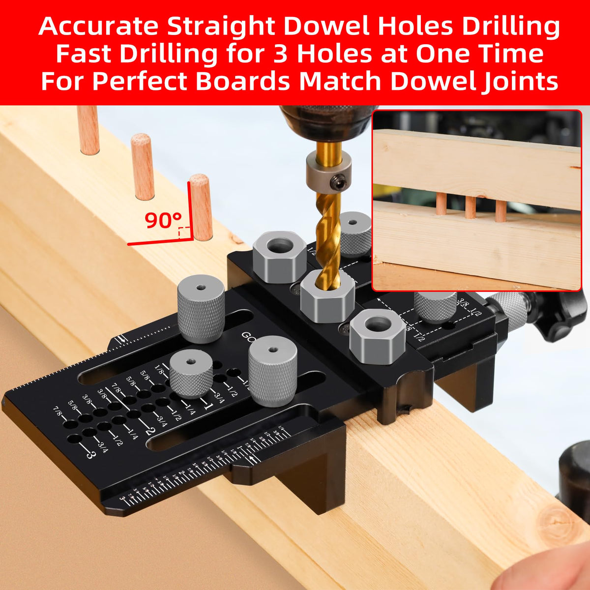 GOINGMAKE dowel jig kit quick clamp speeds workpiece securing