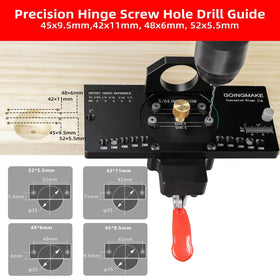 GoingMake hinge jig supports multiple offsets for concealed hinges.