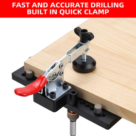 GoingMake hinge jig with quick clamp in action saves time.