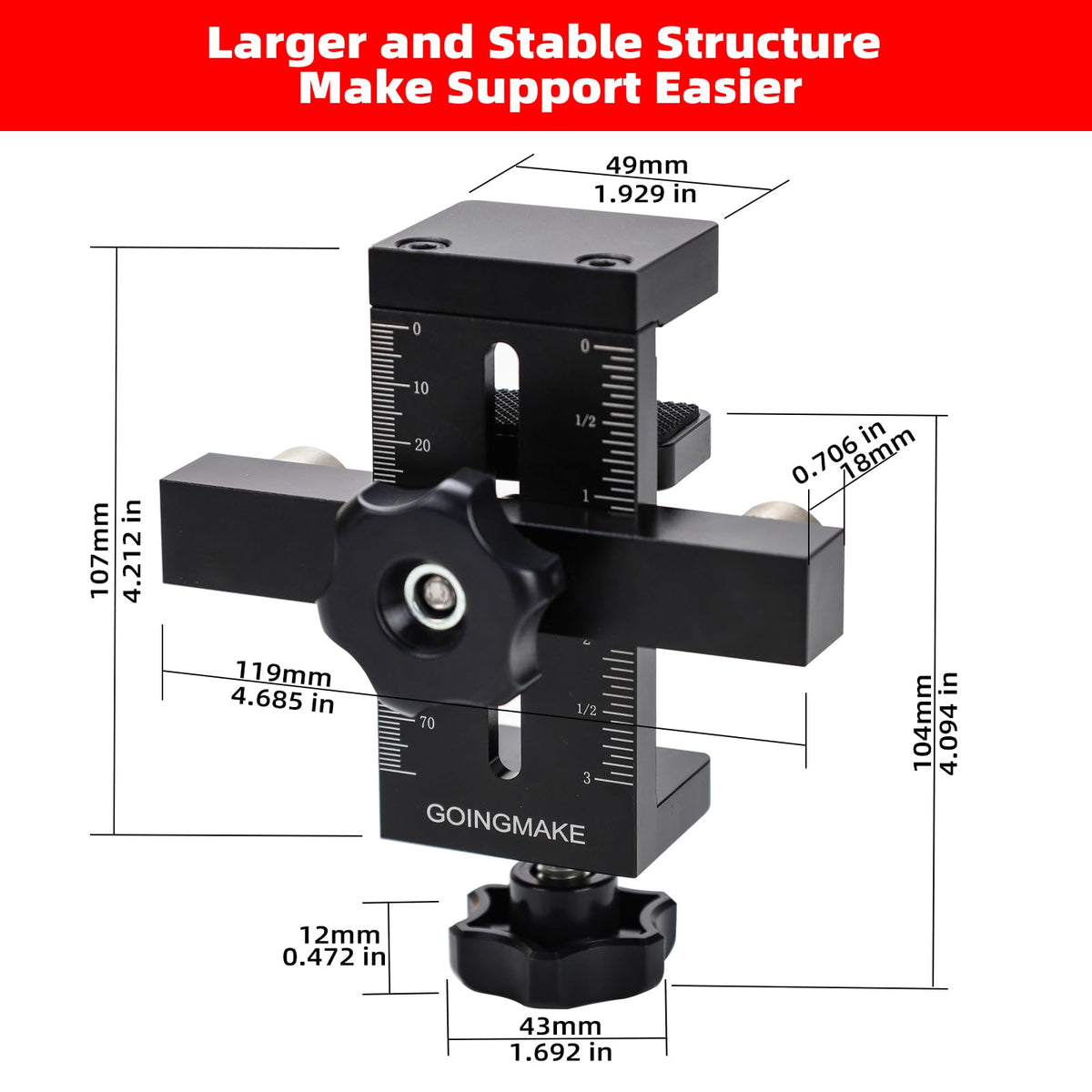 GoingMake large support arms provide a sturdy third-hand platform.