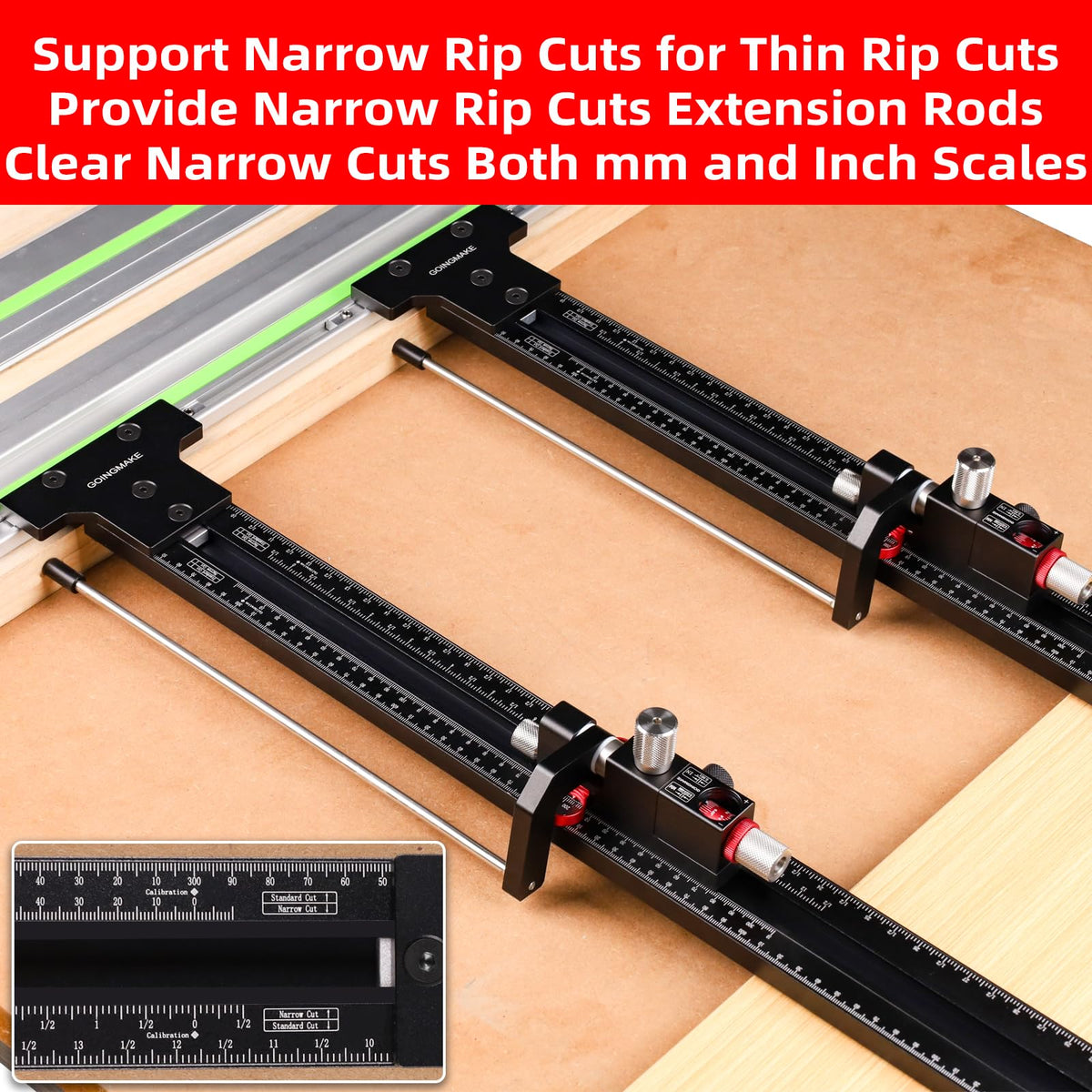 Goingmake multi-track setup offering flexible imperial and metric configurations.