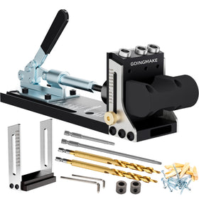 GOINGMAKE pocket hole jig aluminum body shows durable construction for precise joints.