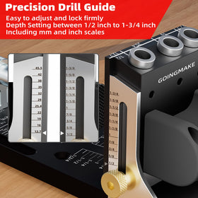 GOINGMAKE pocket hole jig quick clamp action speeds setup for stable workpieces.