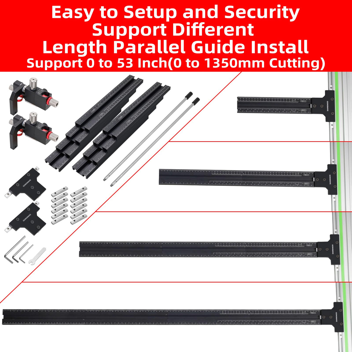 Goingmake rail compatibility with Festool, Makita, Milwaukee rails for versatile tool use.