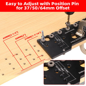GOINGMAKE shelf pin drill 1-4-inch guides easy to adjust for custom shelves.