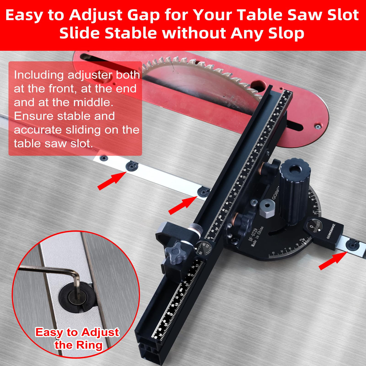 GOINGMAKE slot-fit compatibility for 3/4x3/8 table saw slots