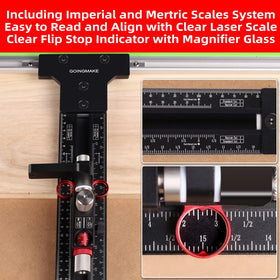 Goingmake zero calibration knob enabling quick setup and repeatable alignment to the edge.