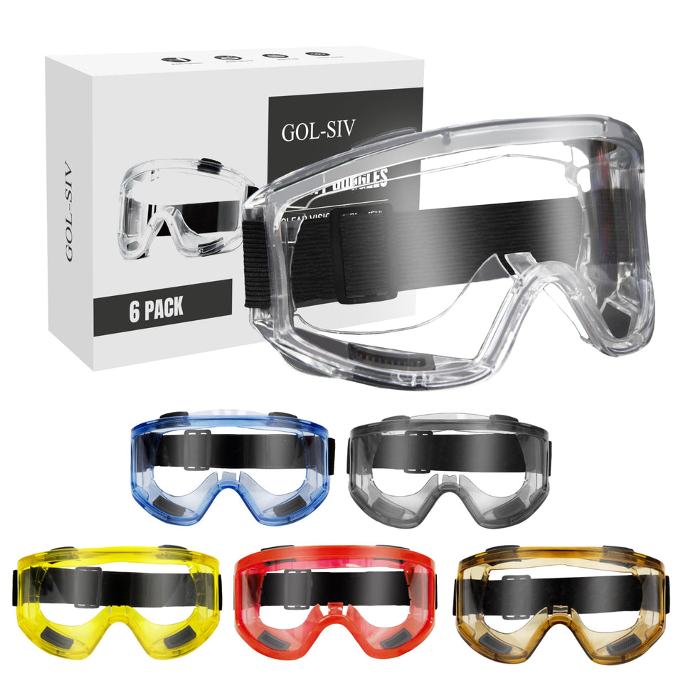 GOL-SIV 6-pack safety goggles set shown for versatile protective eyewear.