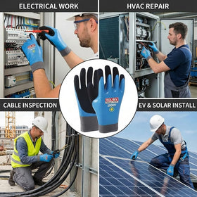 GOL-SIV electrician gloves in action during wiring task.