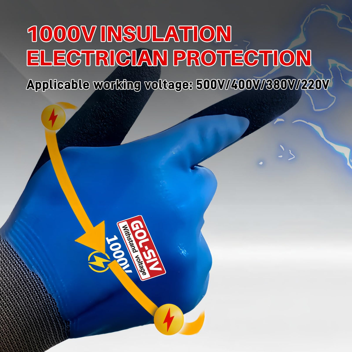 GOL-SIV gloves worn by worker performing electrical maintenance.
