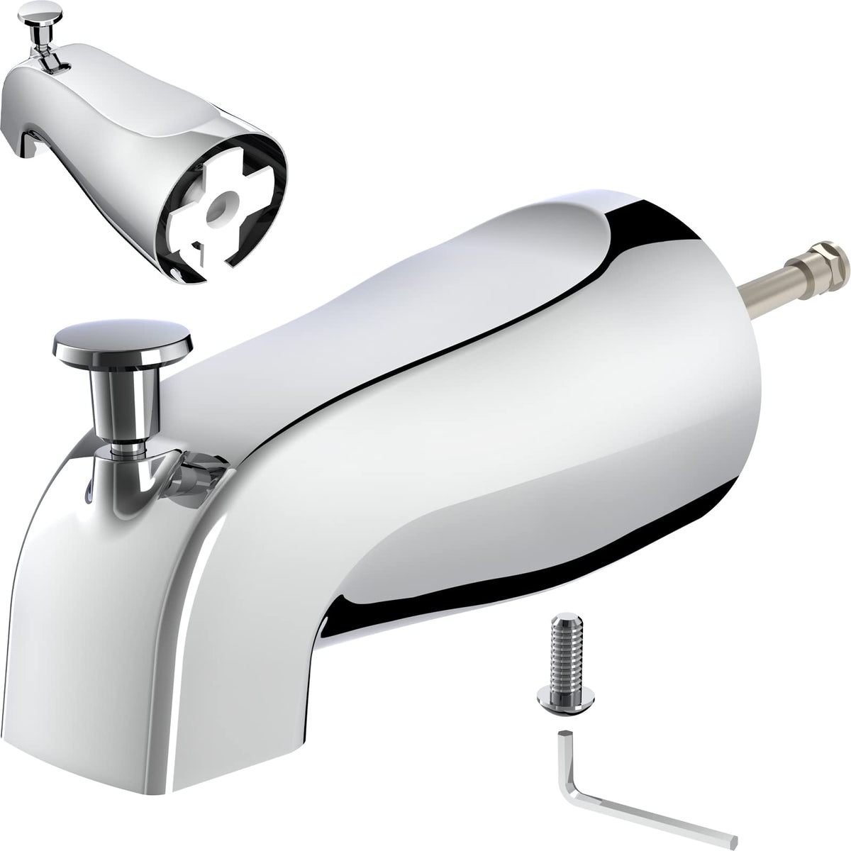 Gold-Hao the Bathroom universal slip-on tub spout with diverter enables easy tub-to-shower switching.